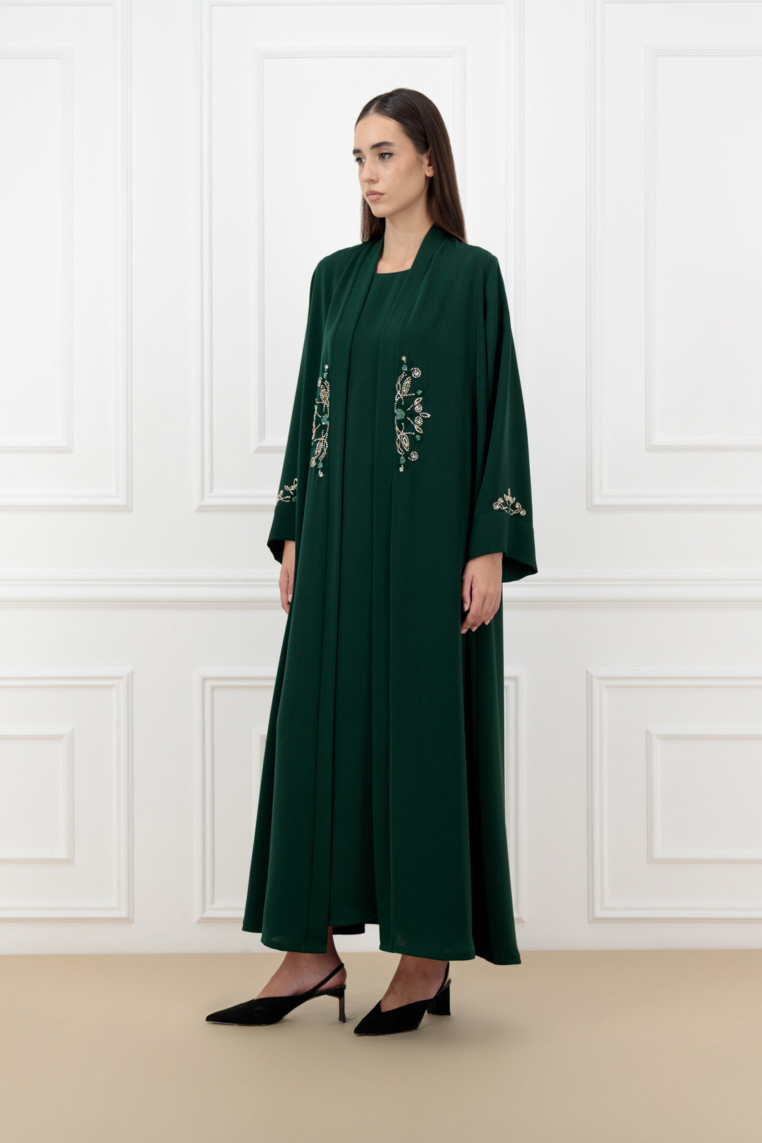 3D Embossed floral abaya