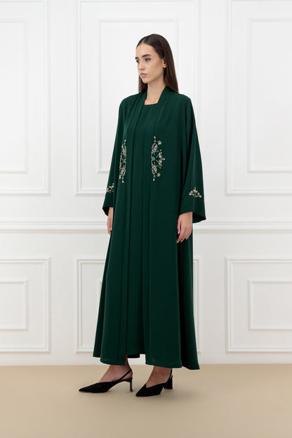 3D Embossed floral abaya