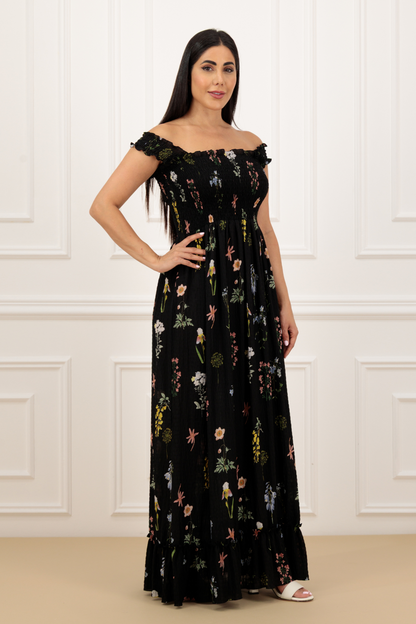 Floral Farasha Abaya & Smoking Floral Dress Set