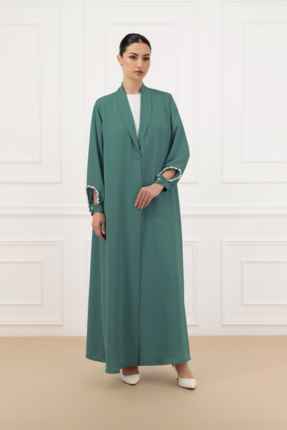 Cut-out pearl sleeve abaya