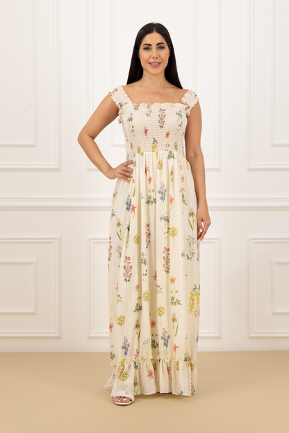 Floral Farasha Abaya & Smoking Floral Dress Set