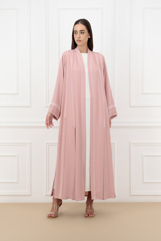 Pleated lace panel abaya