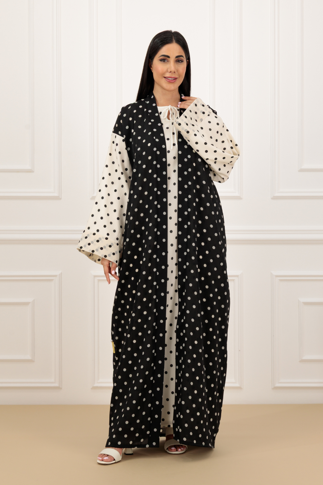 Polka Kimono style abaya (Set)