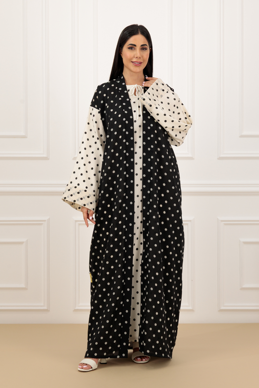 Polka Kimono style abaya (Set)