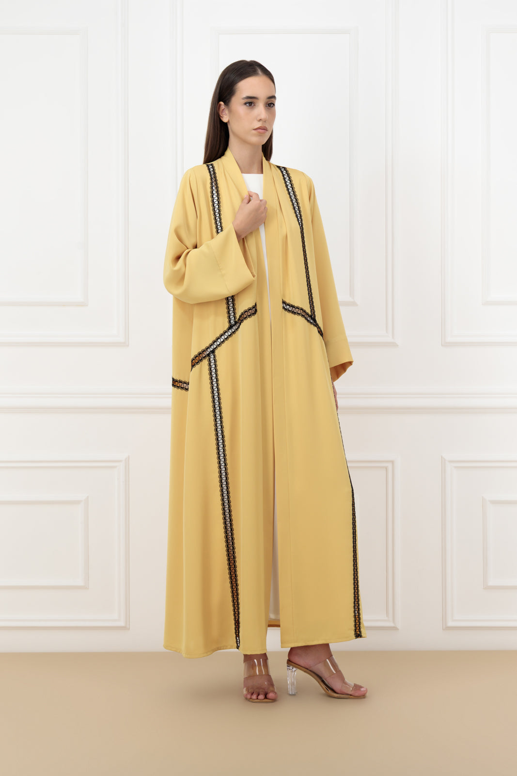 Lace embroidered abaya