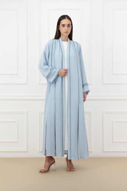 Pleated lace panel abaya