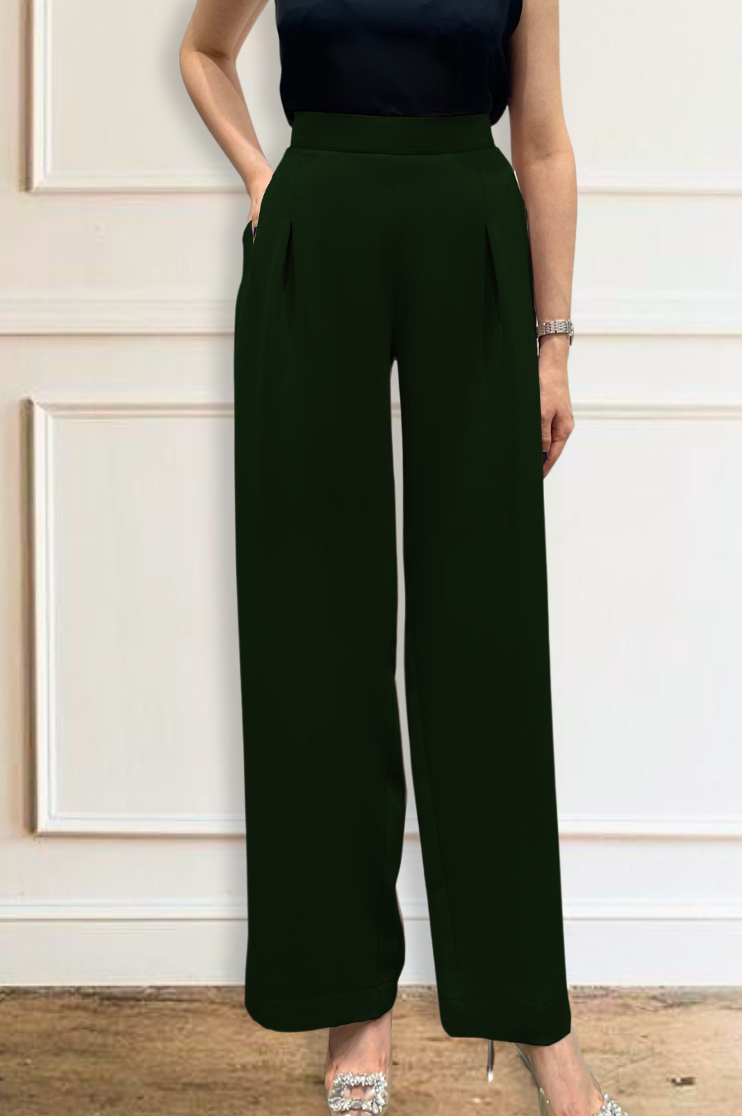 Wide-Leg fit fluid crepe trouser