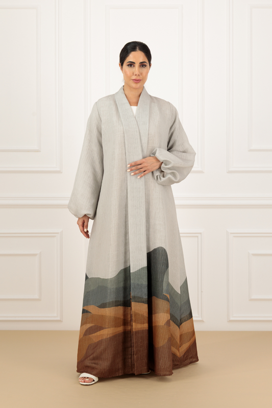 Printed Organza abaya