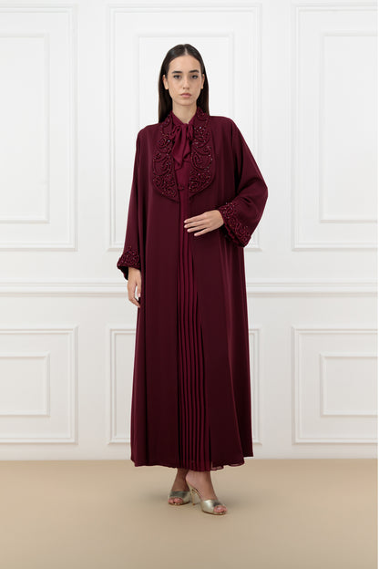 Embossed Rope Collared Abaya