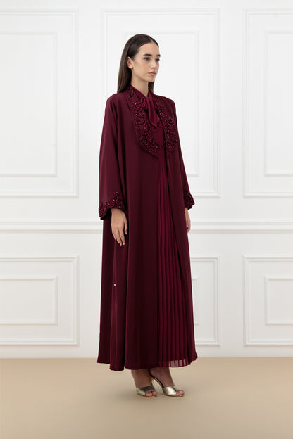Embossed Rope Collared Abaya