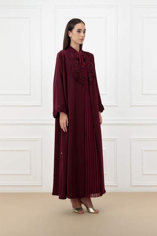 Embossed Rope Collared Abaya
