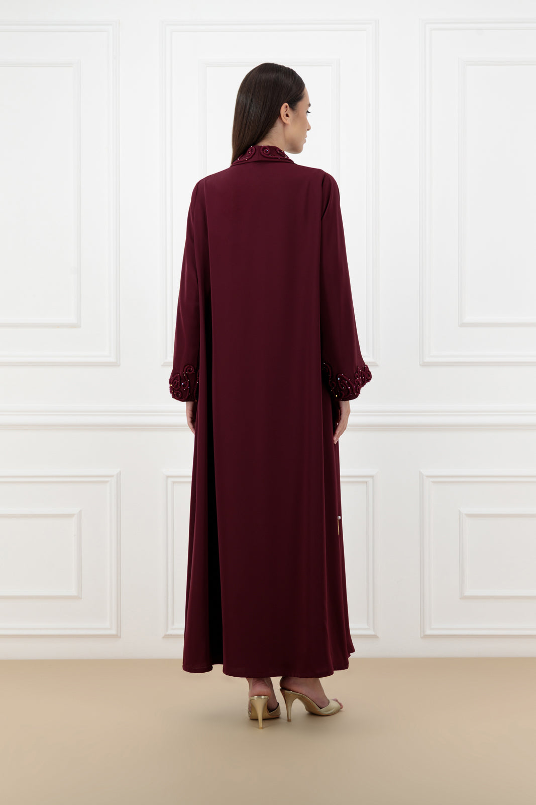 Embossed Rope Collared Abaya