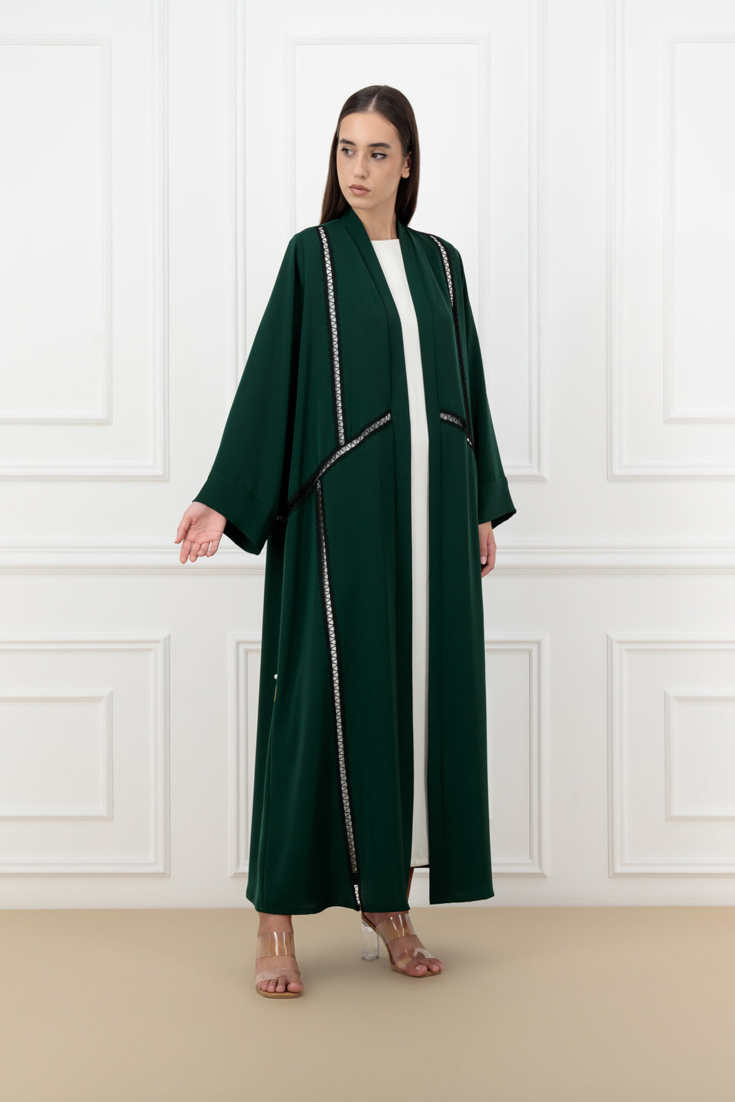 Lace embroidered abaya