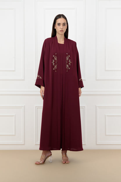 3D Embossed floral abaya