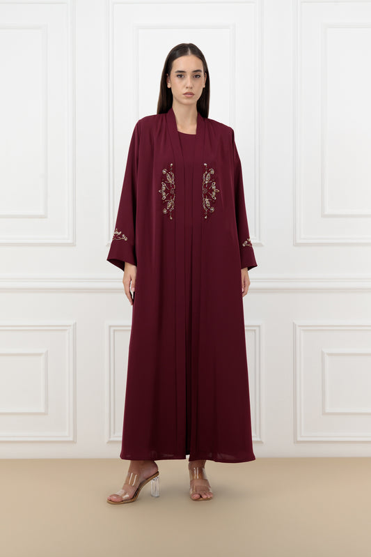 3D Embossed floral abaya