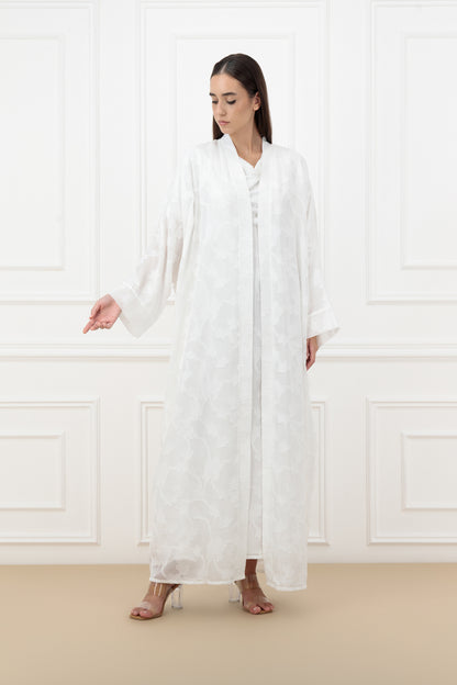 Floral Jacquard chiffon farasha abaya