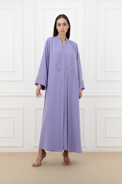 3D Embossed floral abaya