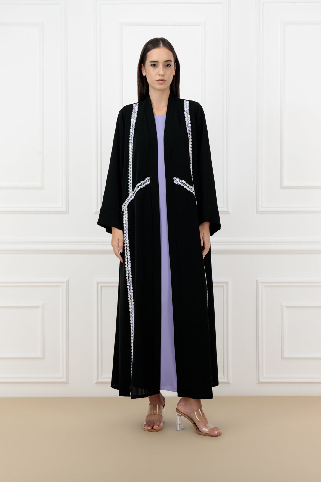 Lace embroidered abaya