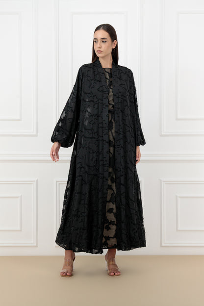 Embroidered Jacquard chiffon abaya