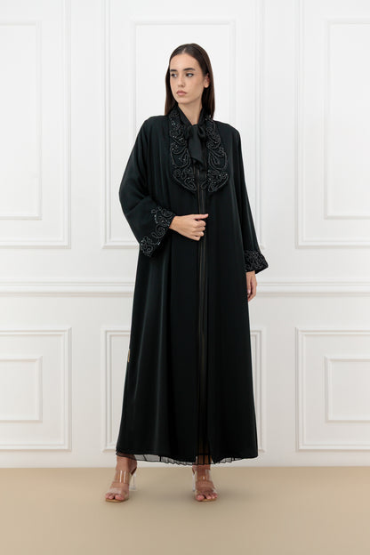 Embossed Rope Collared Abaya