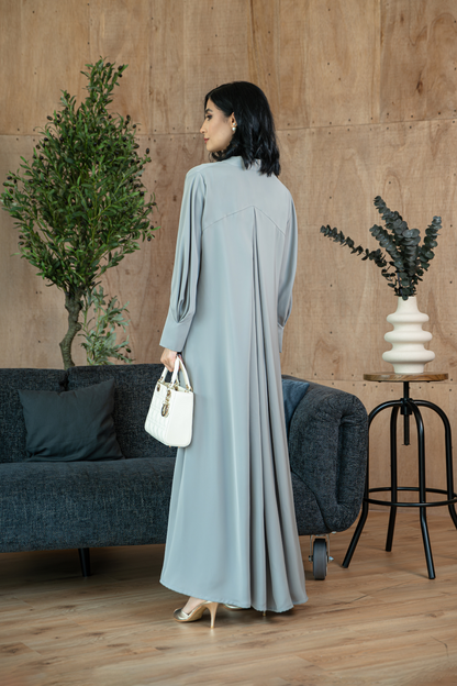 Back draped abaya  set with Vest and Pleated skirt (SET)