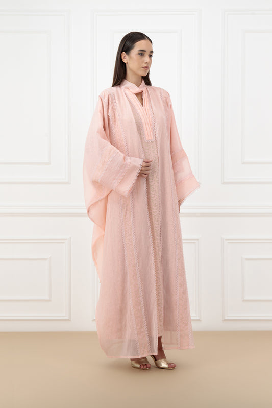 Lace panel Bisht style abaya