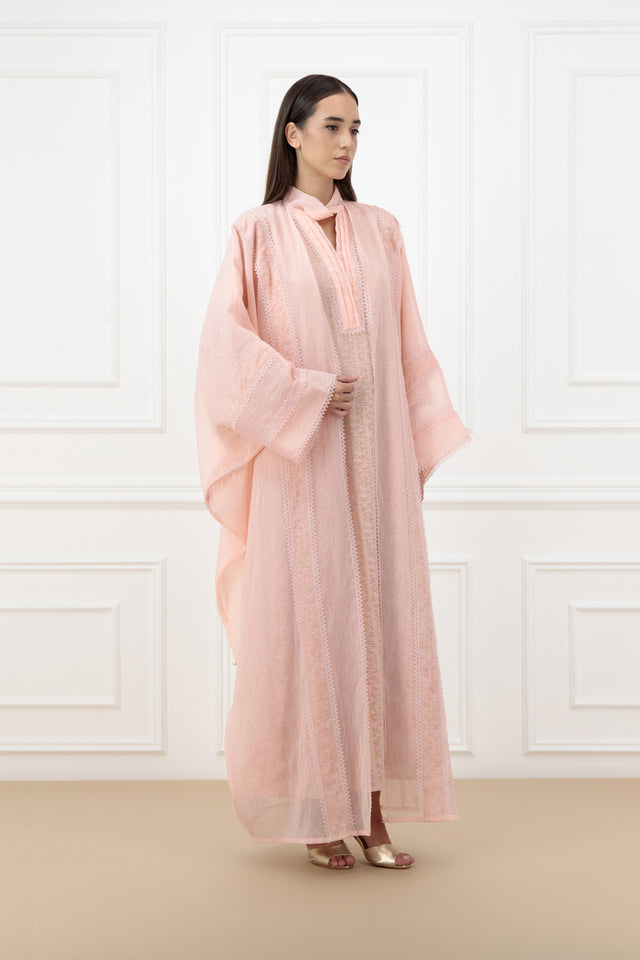 Lace panel Bisht style abaya