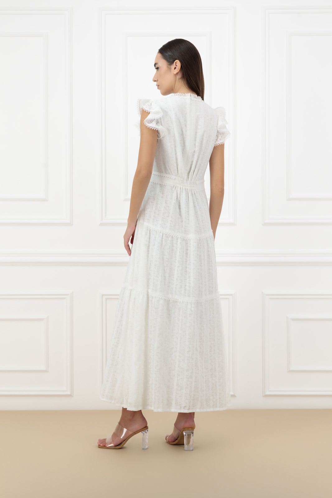 Lace flary cotton dress