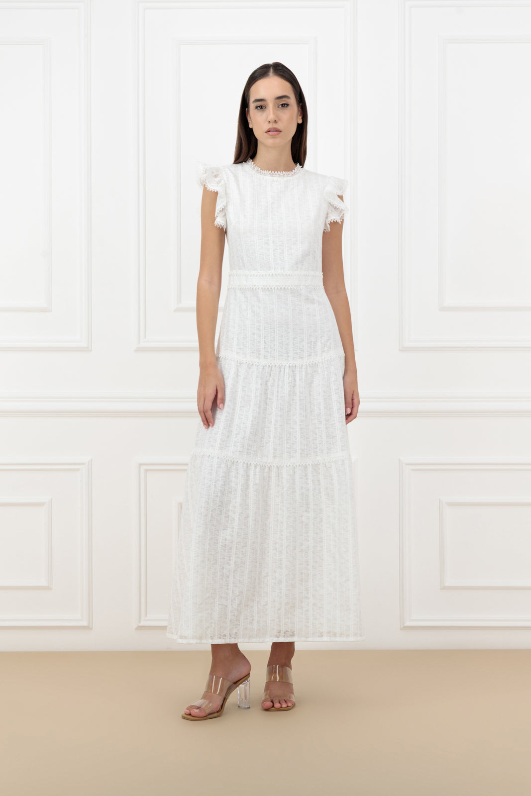 Lace flary cotton dress
