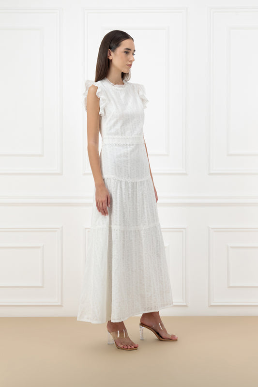 Lace flary cotton dress