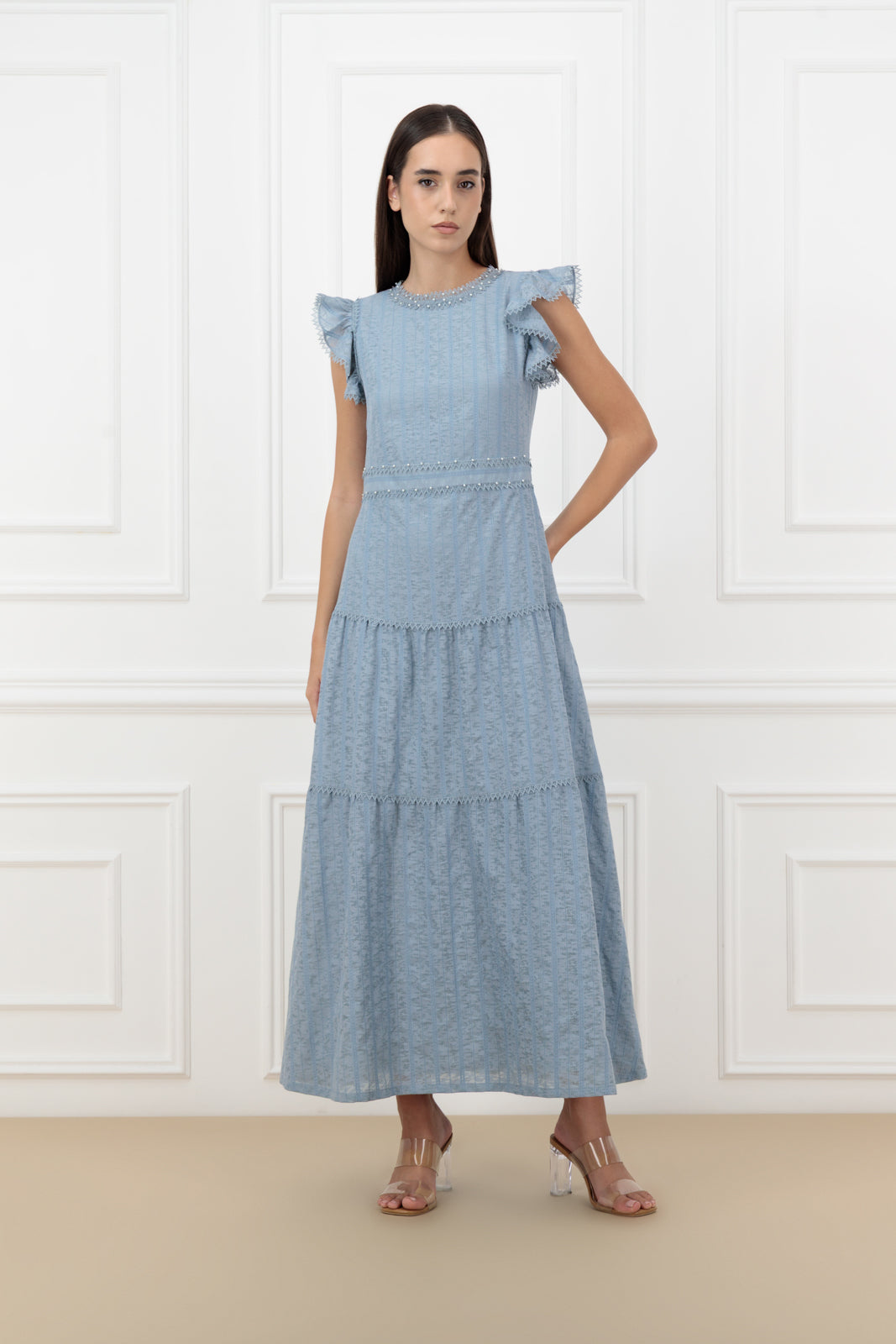 Lace flary cotton dress