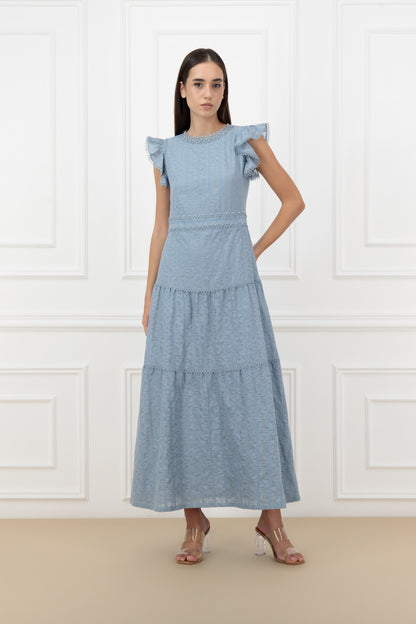 Lace flary cotton dress