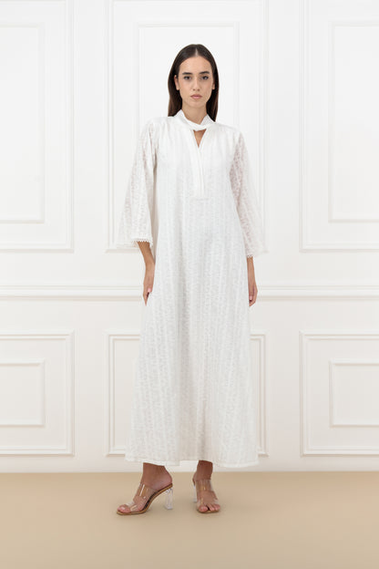 Lace Panel Bisht-Style Abaya Set with Matching Dress