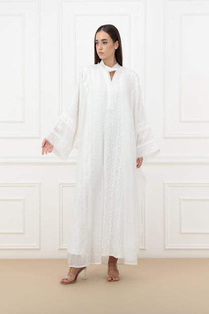Lace Panel Bisht-Style Abaya Set with Matching Dress