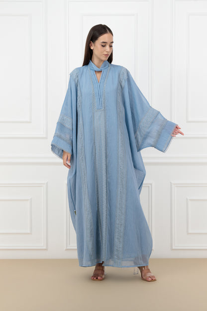 Lace Panel Bisht-Style Abaya Set with Matching Dress