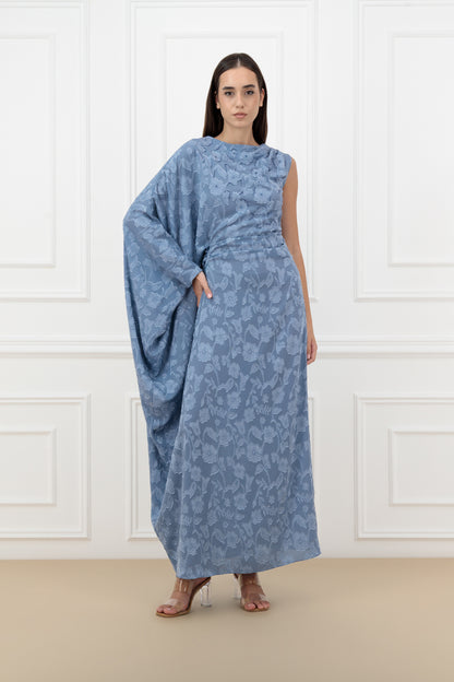 Floral embroidered silk dress