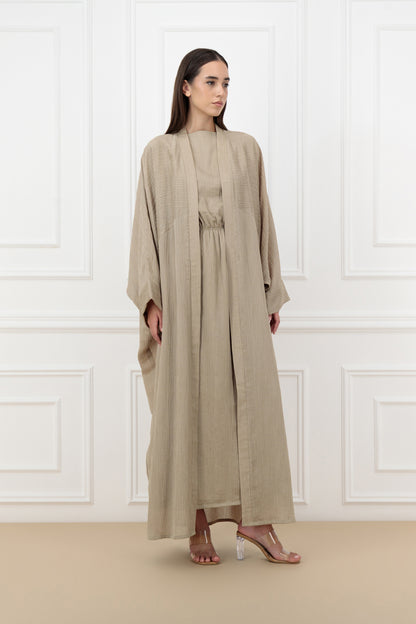 Jacquard semi pleated farasha abaya