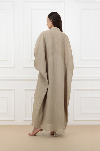 Jacquard semi pleated farasha abaya