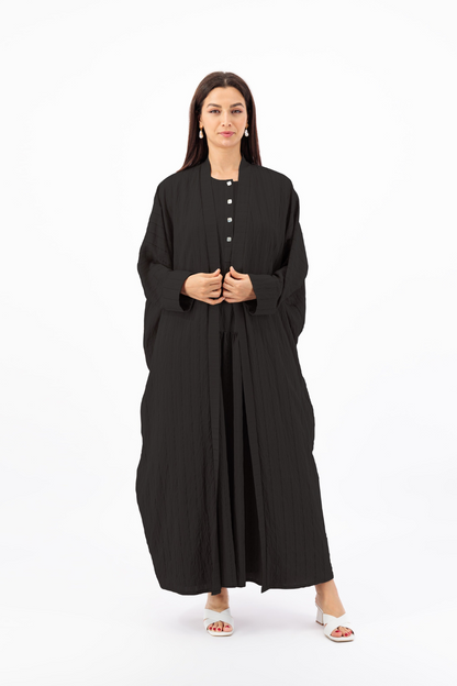 Striped Farasha cut abaya and dress (SET)