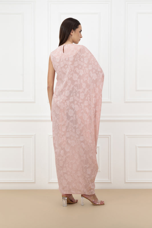 Floral embroidered silk dress