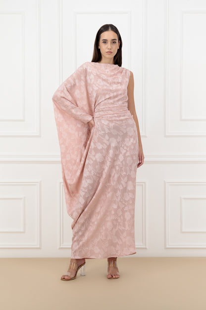 The Floral Silk Farasha Abaya Set with Jalabiya