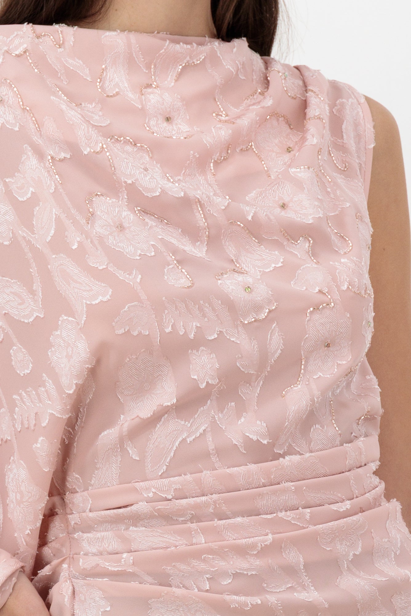 Floral embroidered silk dress