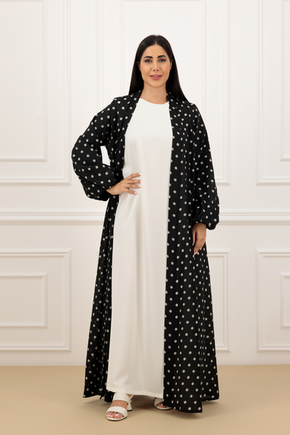Puff sleeves polka abaya
