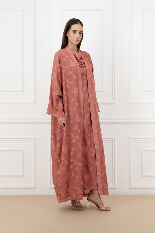 Floral Jacquard chiffon farasha abaya