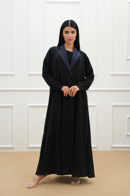 Two tone double breasted collar abaya