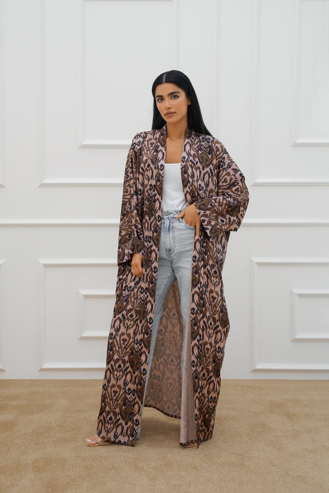 Freesize printed farasha abaya
