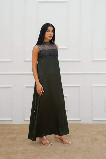 Lace sleveeless silk dress
