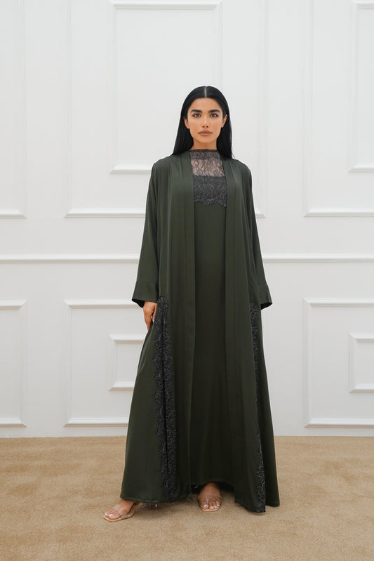 Lace silk Abaya