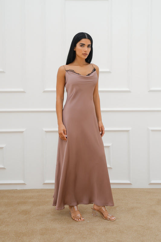 Lace pleated silk Abaya Set