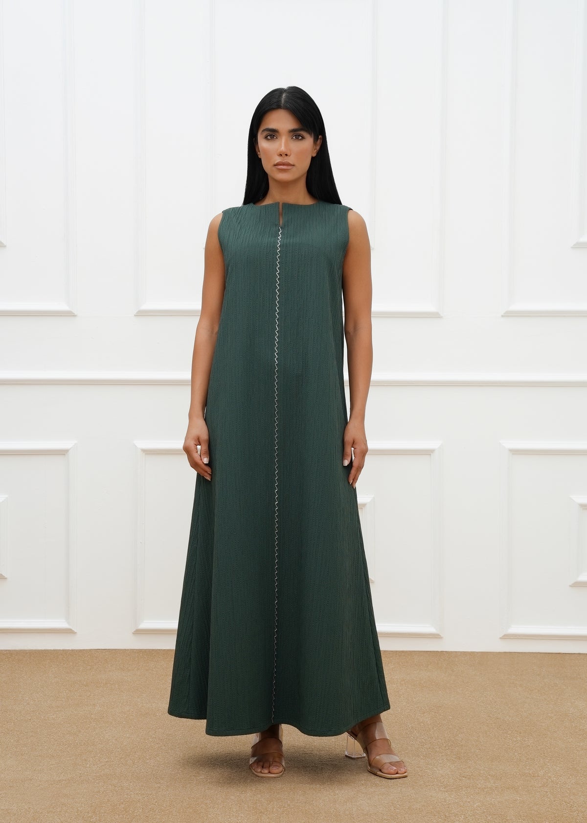 Clara Embroidered abaya  with dress (SET)